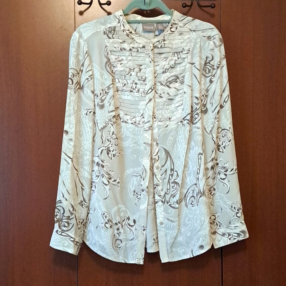 Chicos neutral ribbed blouse